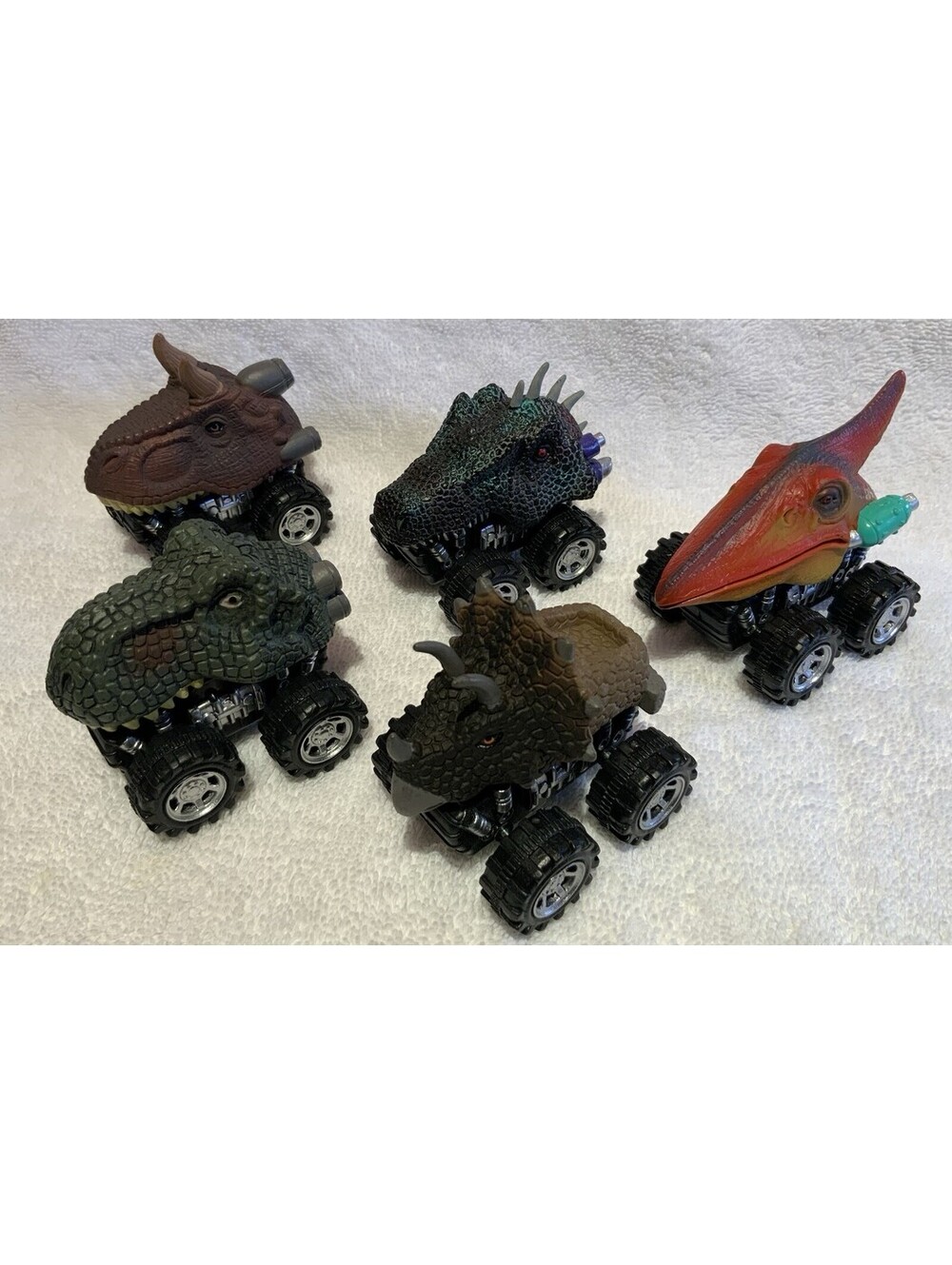 Dinosaur Dino Heads Pull Back Monster Toy Trucks Set Of Five
